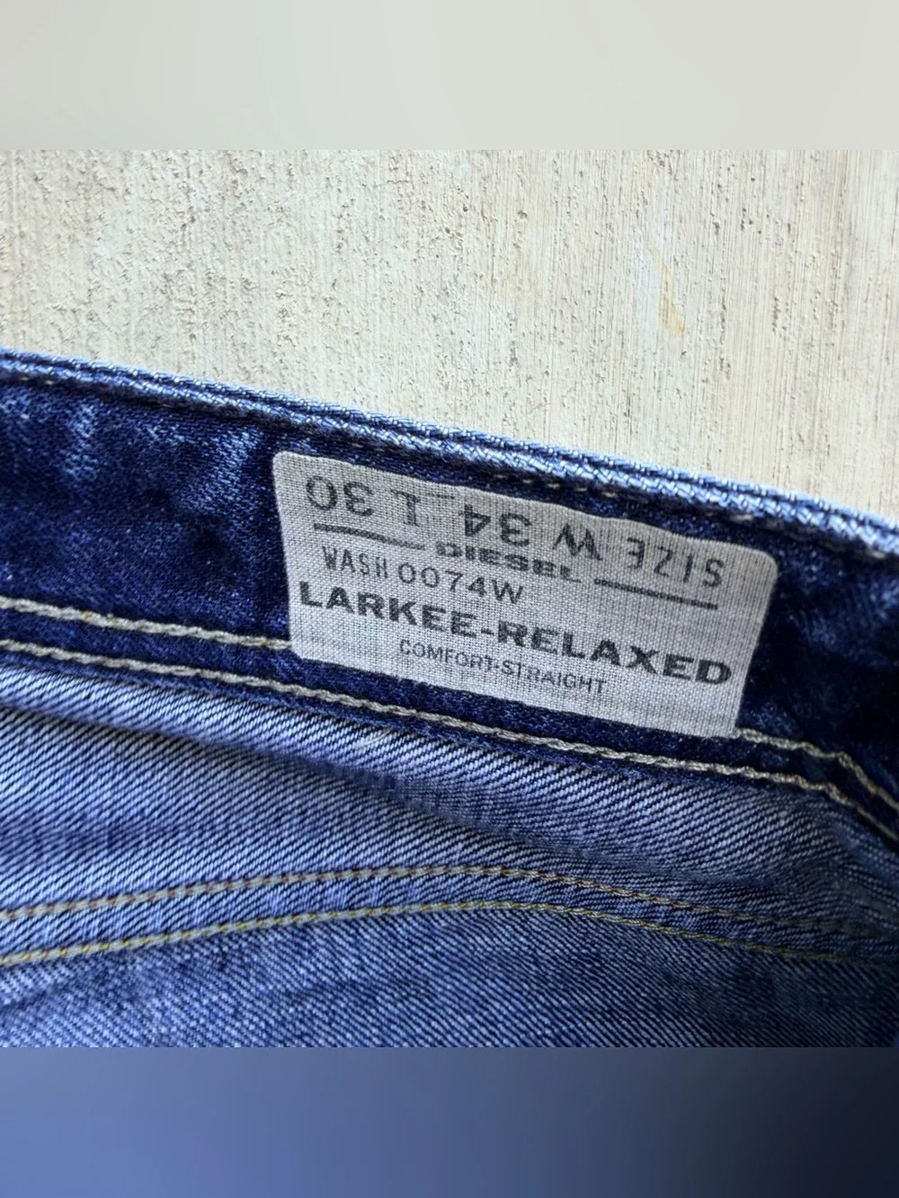 Diesel Jeans Larkee Relaxed Straight Men Size 34 Medium Wash Denim